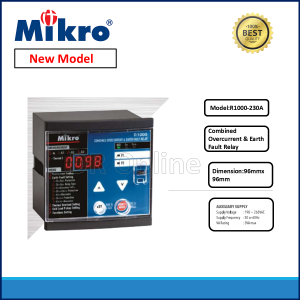 MIKRO COMBINED OVERCURRENT& EARTH FAULT RELAY 240VAC NX1000A-240A(OLD) & R1000A-A230 (NEW)