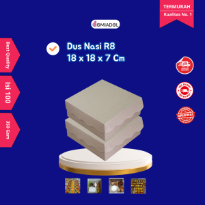 Box Dus Nasi Kotak R8 Kraft Premium - Ukuran 18x18x7 (100 Pcs)