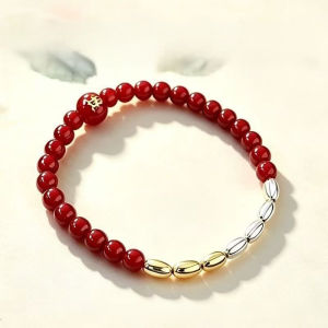 JMY Chinese Zodiac Cinnabar Bracelet Seven Grains Rice Lucky Charm Amulet Traditional Beaded Bracelet