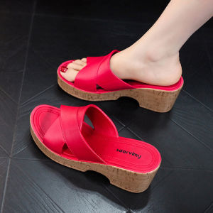 [Free Shipping] Fashionable High-Heeled Sandals For Women New Summer Style High-Heeled Thick-Soled Home-Use Non-Slip Wear-Resistant Wedge Sandals