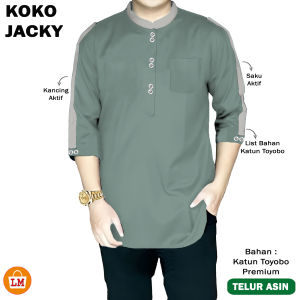 LM 35853 Baju Pria Muslim KOKO JACKY Lengan 3/4 Bahan Katun Toyobo Premium Size M - XXXL TERMURAH
