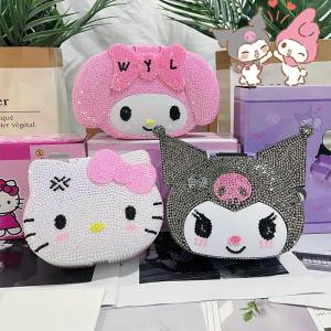 Christmas Gift Halloween Sanrio Kawaii Hello Kitty Desktop Storage Box Kuromi My Melody Anime Cartoon Fashion DIY Jewelry Organization Box with Diamonds