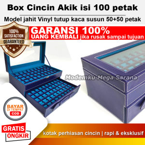 Kotak Box Cincin Batu Akik Kaca Jahit Model Susun - 100 Petak