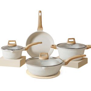GOLIFE Cookware Set Non Stick Pan Set 4PCS Pots and Pans Wok Milk Pot Frying Pan Suitable For All Stoves
