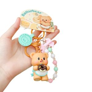 ZOOGGJZ พีวีซีพีวีซี พวงกุญแจหมีเนย ของเล่นสำหรับเด็ก ของขวัญสำหรับเด็ก เสน่ห์ของกระเป๋า น่ารักน่ารักๆ จี้ตุ๊กตา