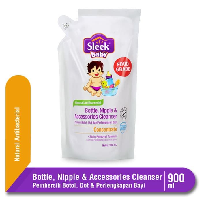 Sleek Baby Pencuci Botol & Dot - Sabun Cuci Botol Bayi 900ml