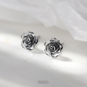 Bông tai nữ chuôi bạc 925 Eleanor Accessories hoa hồng loang đen phụ kiện trang sức khuyên tai 9884