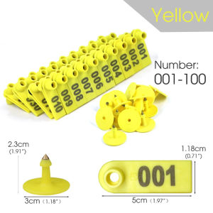 100Pcs Pig ear tag set Number 001-100 Animal identification Ear tag label for goat sheep piglet equipment