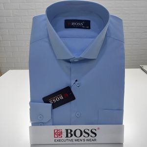 Kemeja Pria Boss Slimfit Panjang Hitam Maroon Biru Langit Sage Army Navy Blue