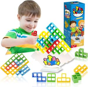 Tetra Tower Game Tetris Balance Toy Stacking Building Block Toys for Kids Adults Family Games
