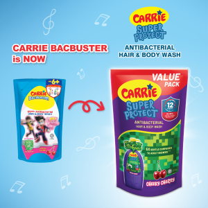 CARRIE SUPER PROTECT Antibac Hair & Body Kids Wash Chekky Cherry Refill 475g