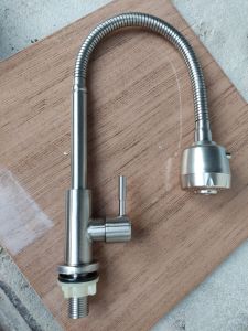 vòi rửa chén inox 304 cần mềm cắm chậu một đường nước lạnh vòi rửa bát inox 304
