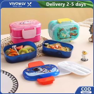 VIVOLILV 🚚💨2-3 Days Delivery Cartoon lunch box Portable lunch box Cartoon lunch box High quality student lunch box Student lunch box office staff portable lunch box double-layer heating lunch box can be heated by microwave to store food and fruit contai