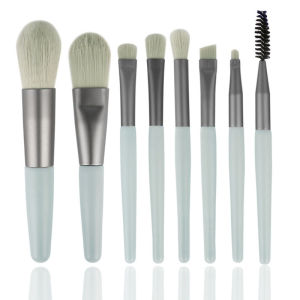 Kuas Make Up Set 8 in 1 Compact Full Set / Make Up Brush Tools Set Paket With Pouch