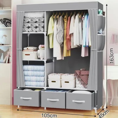 Upd High Quality Alloy Steel Pipe Wardrobe Bedroom Zipper Clothes Storage Cabinet Organizer for Home