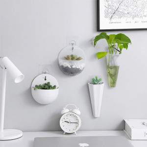 Multifunctional Wall Mounted Vase Punch Free Green Dill Hanging Flower Pot Home Wall Decoration