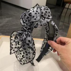 🔥🔥🔥adae Cổ điển báo in hairband cho phụ nữ cô gái thời trang handmade Gọng rộng Bow tóc Hoop lưới tóc Bow Headband tóc phụ kiện