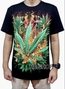 เสื้อยืดกัญชาเรืองเเสงพร้อมส่ง  คนรักกัญห้ามพลาด สินค้ามีจำนวนจำกัด