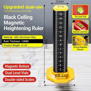 30cm Magnetic Tile Leveling Ruler with Spirit Bubble Level High Precision Equal Height Measuring Ruler Light Steel Keel Ceiling Installation Tool Light Steel Keel Leveling Tool Strong Magnetic Base Ceiling Equal Height Ruler Spirit Level Gradienter Stick