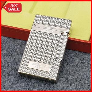 Hộp Quẹt Bật Lửa Dupont Họa Tiết Ô Vuông Mini Sang Trọng D29T Màu Bạc - Dùng Gas Đá Cao Cấp