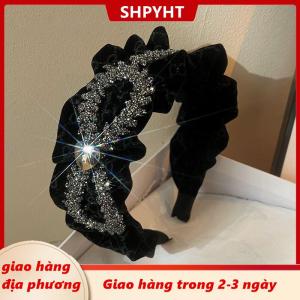 [COD] SHPYHT Giao hàng địa phương Dát Rhinestone Lá Xếp li vải Bow hairbands cho phụ nữ Pháp Tính khí thanh lịch Headband Thời Trang Phụ kiện tóc