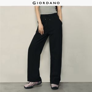 GIORDANO Korea Women Pants Cotton-Blend French Terry Pants Drawstring Elastic Waist Fashionable Casual Loose Pants 05415699