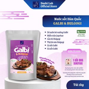 Nước Sốt Galbi&Bulgogi Hàn Quốc DASHI LAB Gia Vị Ướp Thịt Nướng Túi 1kg Kết hợp nước Tương lên men tự nhiên Nước sốt táo làm mềm thịt Dùng Cho Các Món Hàn như thịt nướng miến trộn súp Bulgogi