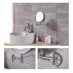 Dimmable Magnifyable led Makeup Mirror with Light Wall-Mounted Foldable Retractable Mirror Perforated-free Bathroom Hotel HD Makeup