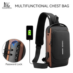 LouisWill Multi-Functional Chest Bag Crossbody Bag Smooth Zipper Bag Sports Bag Waterproof Anti-Thief Code Lock Casual Bag Street Shoulder Bag Messenger Bag Versatile Fashion Chest Bag Travel Bag Business Bag