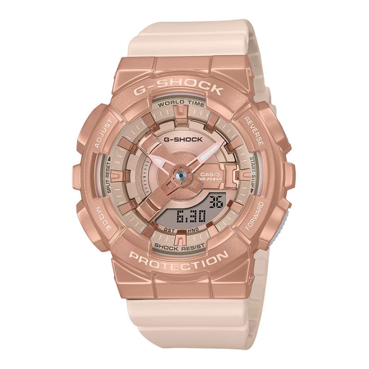 Jam Tangan Wanita Casio G-Shock X ITZY GM-S110PG-4AJF Pink Metallic Digital Analog Dial Soft Pink Resin Band (JDM)