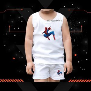 GDapparelCo Kids Boys Sando Terno Set  White Summer Sleeveless Sando & Shorts with Spiderman Print fits up to 8y/o SML