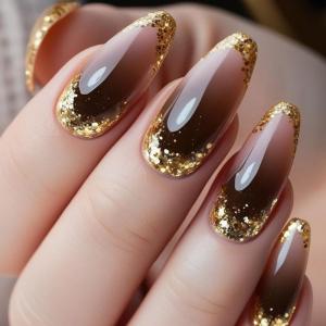 Press on Nail French Tip Nail Almond Nail Tips Fake Nail Full Cover False Nail with Designs Artificial Acrylic Nail