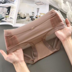 Maniyun Summer Ice Silk Panties Women Super Thin Naked Feeling Seamless Underwear Briefs Middle Waist