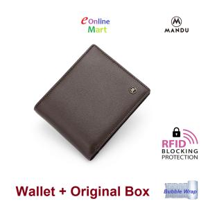 MANDU Genuine Leather RFID Wallet Cowhide Men Bifold Wallet with Zip Coin Pocket (5309)  Dompet Lelaki 🔔🔔