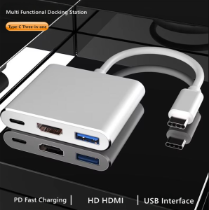 BJX-T301 3-Port Aluminum USB 3.0 Hub Dongle Multiport Adapter Splitter Type-C 4K Ultra HD Quality