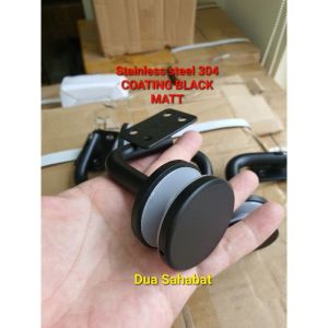 Handrail bracket black hitam glass clamp banister siku railing flexible stainless steel 304
