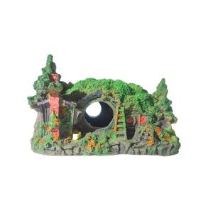 OUTOPEN Decorative Fish Shrimp Hideout Lifelike Resin Fish Hiding Reptile Hole Creative Simulation Moss House Landscaping Fish Tank