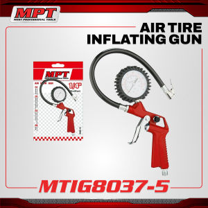 MPT Air Tire Inflating Gun 1/4" MTIG8037-5 Red Handle Gauge Hose 0-8.5BAR