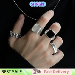 SHNGki Mens Vintage Metal Finger Ring Set Of 4 Pieces Punk Style Hip Hop Trend Ring Set