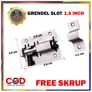 Grendel Slot Pintu Jendela 1.5 inch 2 inch 2.5 inch 3 inch 4 inch 5 inch / Grendel Pintu Stainless / Slot Kunci Jendela