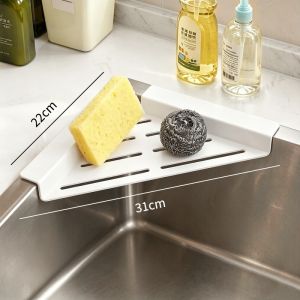 Kitchen Sink Drainer Triangle Sink Rack Stainless Steel Sink Drain Rack for Dishes/Spone/Vegetables/Fruits