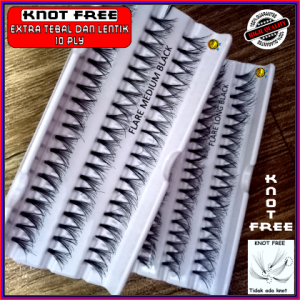 Bulu Mata Tanam KNOT FREE 10 PLY Bulumata Tanam Eyelash Extension EXTRA TEBAL LENTIK HITAM MURAH Flare 60 HELAI