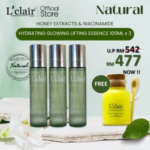 Lclair Hydrating Glowing Lifting Essence (3 x 100ml) [Free Sea Salt Natural Body Cleanser 1 x 155g] Worth RM65 No Ratings Yet 0 Sold