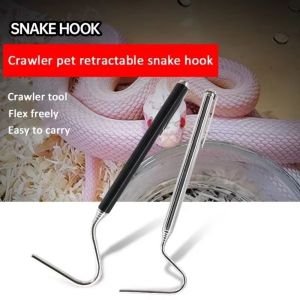SUN ME Stainless Steel Snake Hook Adjustable Retractable Reptile Handling Tool Durable Rounded Head Reptile Catcher Outdoor