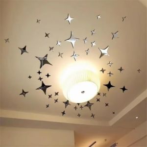 RJQFNG 5/10/50Pcs Có thể tháo rời Decal dán tường trang trí 3D Tự dính Miếng dán trang trí nhà cửa Tự làm Hiệu ứng gương Miếng dán tường Đồ trang trí nhà phổ biến