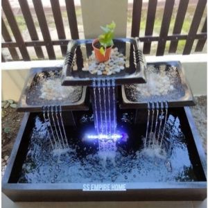 S3 Black 5x2.5 / 5x3 Sandstone Water Pond Fountain Garden Water Feature Balinese 风水流水喷泉瀑布池 Deco Fish Waterfall Home