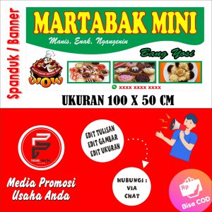 Spanduk Martabak Mini / Banner martabak Imut / Spanduk Jajanan Ukuran 100 x 50 cm