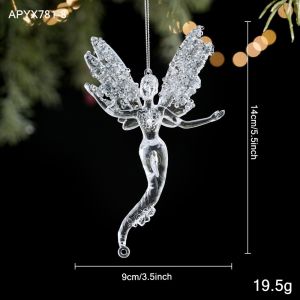 NOBLELYN Acrylic Hanging Christmas Ornaments Acrylic Christmas Ornaments Clear Snowflake Ornaments Gifts Glitter Accents Deer Ornaments Christmas Tree Decor