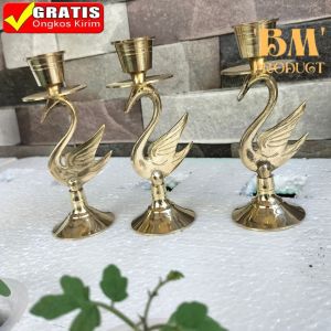 Tempat Lilin Kuningan Motif Angsa 1 pcs Tatakan Lilin Aromatherapi Aesthetic