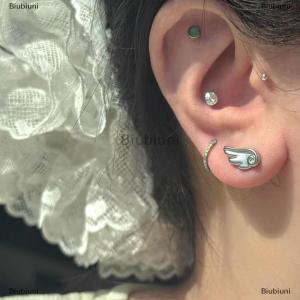 [COD] Biubiuni New dễ thương Frosted thiên thần cánh Stud Bông tai cho phụ nữ thời trang Y2K Stud Bông tai đồ trang sức quà tặng